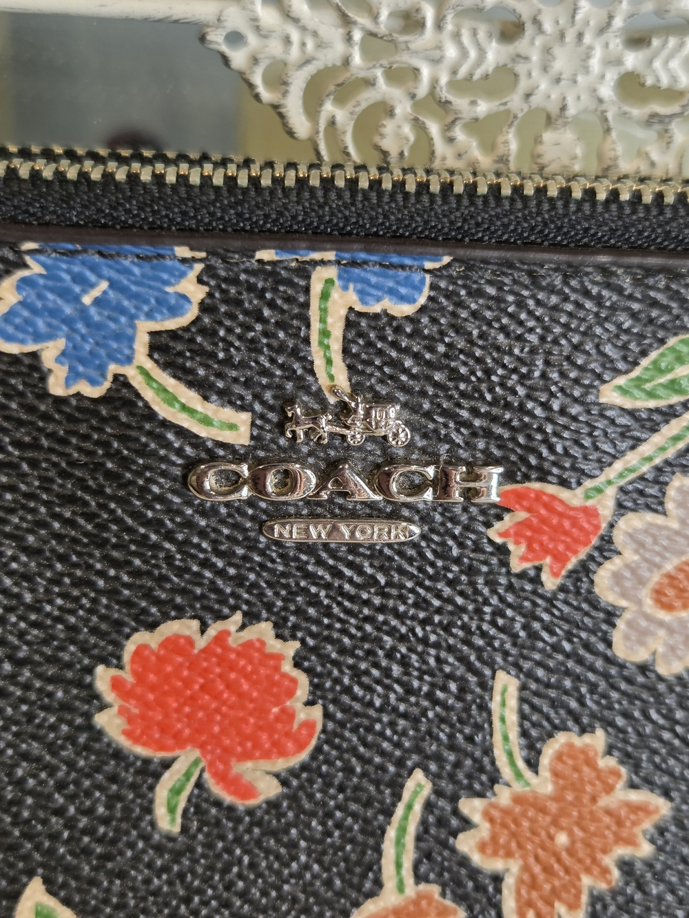 Coach Black Floral Wristlet Clutch - Picture 2 of 12